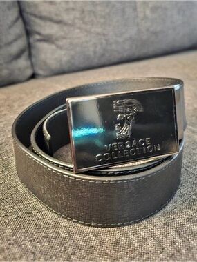 Versace Collection Black Leather Belt
